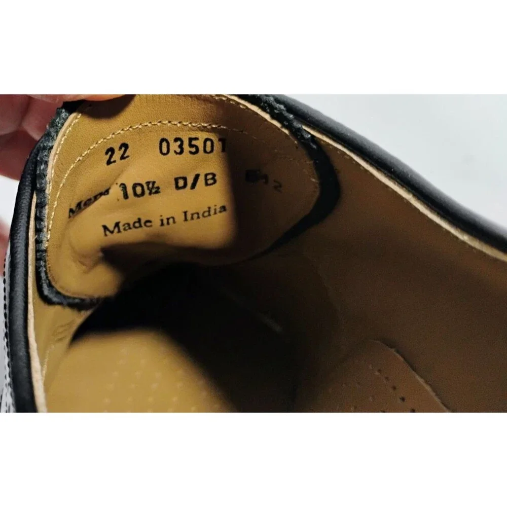 Johnston & Murphy Black Leather Wingtip Oxford Dress Shoes Mens 10.5 D